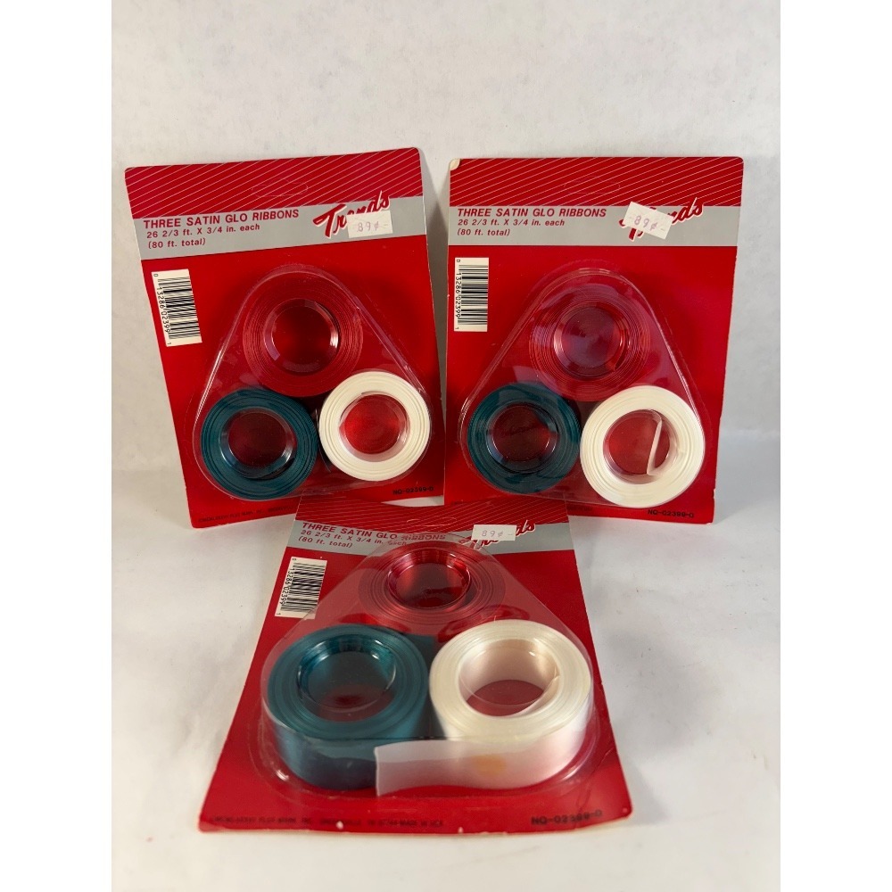 Trends Satin Glo Ribbon‎ 3-Pack Red White Green 80 ft Total New